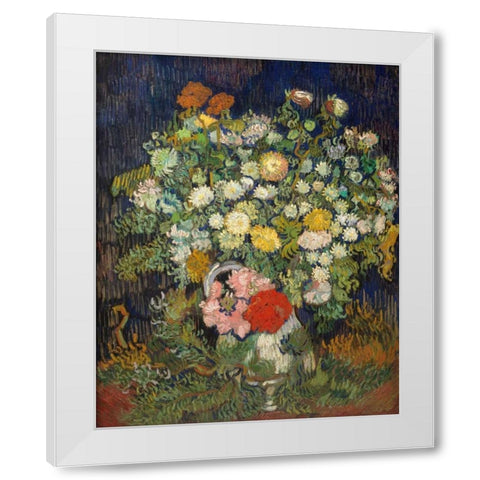 Bouquet of Flowers in a Vase White Modern Wood Framed Art Print by Van Gogh, Vincent