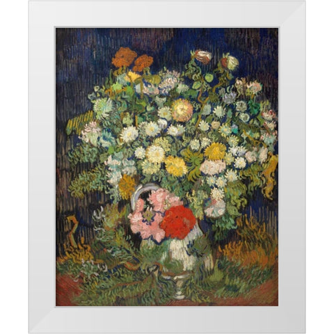 Bouquet of Flowers in a Vase White Modern Wood Framed Art Print by Van Gogh, Vincent