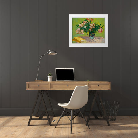 Oleanders White Modern Wood Framed Art Print by Van Gogh, Vincent