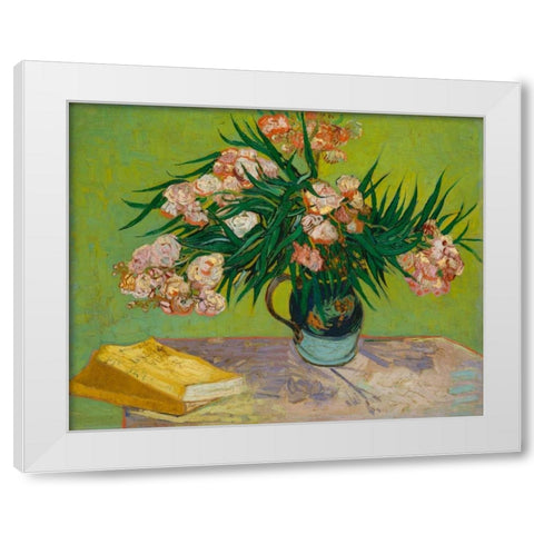 Oleanders White Modern Wood Framed Art Print by Van Gogh, Vincent