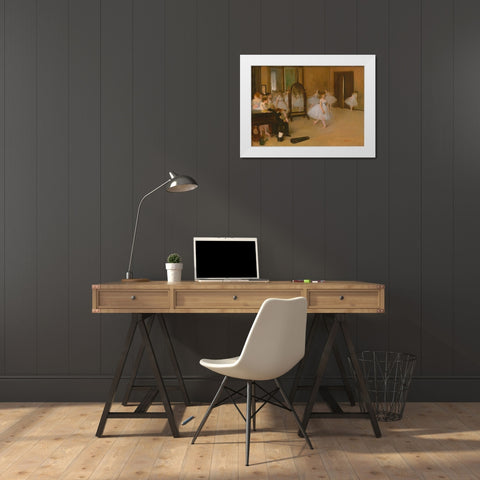 The Dancing Class White Modern Wood Framed Art Print by Degas, Edgar
