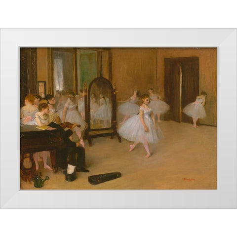 The Dancing Class White Modern Wood Framed Art Print by Degas, Edgar