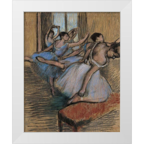 The Dancers White Modern Wood Framed Art Print by Degas, Edgar