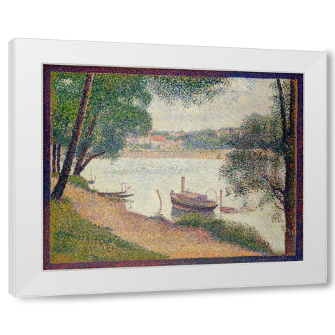 Gray Weather, Grande Jatte White Modern Wood Framed Art Print by Seurat, Georges