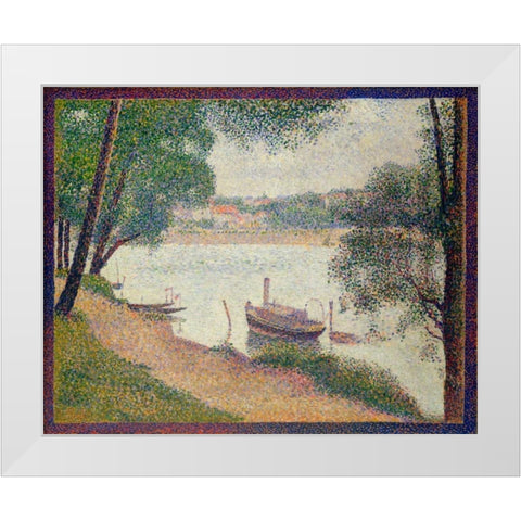 Gray Weather, Grande Jatte White Modern Wood Framed Art Print by Seurat, Georges