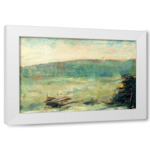 Landscape at Saint-Ouen White Modern Wood Framed Art Print by Seurat, Georges