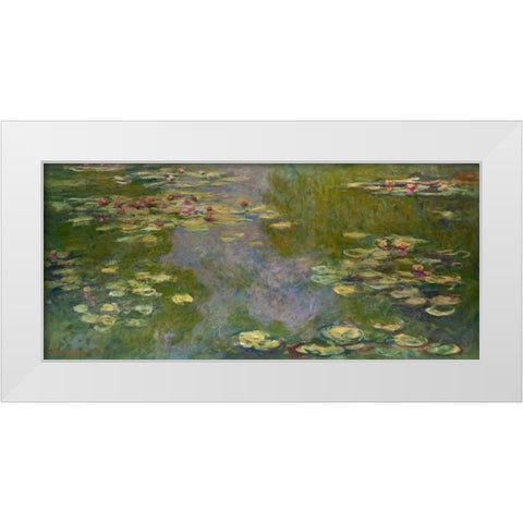 Water Lilies I White Modern Wood Framed Art Print by Monet, Claude