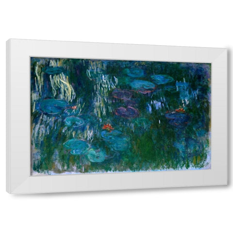 Water Lilies II White Modern Wood Framed Art Print by Monet, Claude