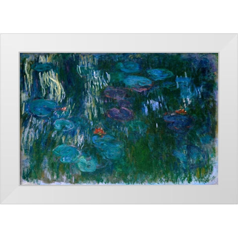 Water Lilies II White Modern Wood Framed Art Print by Monet, Claude