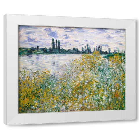 Lle aux Fleurs near Vetheuil White Modern Wood Framed Art Print by Monet, Claude