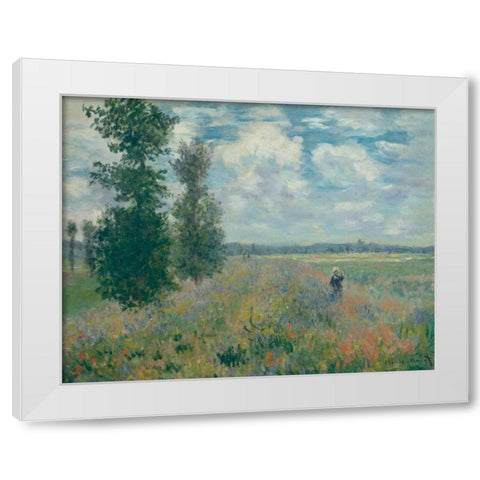 Poppy Fields near Argenteuil White Modern Wood Framed Art Print by Monet, Claude