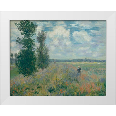 Poppy Fields near Argenteuil White Modern Wood Framed Art Print by Monet, Claude