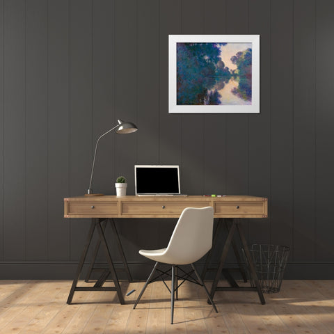 Morning on the Seine near Giverny White Modern Wood Framed Art Print by Monet, Claude