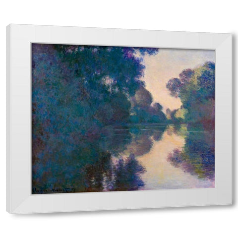 Morning on the Seine near Giverny White Modern Wood Framed Art Print by Monet, Claude