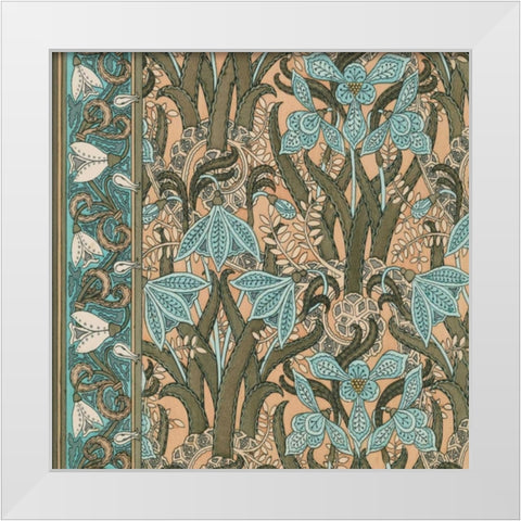 Nouveau Textile Motif I White Modern Wood Framed Art Print by Vision Studio