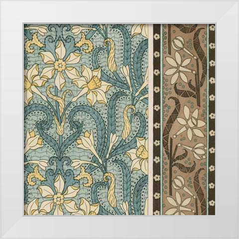 Nouveau Textile Motif III White Modern Wood Framed Art Print by Vision Studio