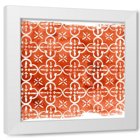 Crimson Motif IV White Modern Wood Framed Art Print by Vess, June Erica