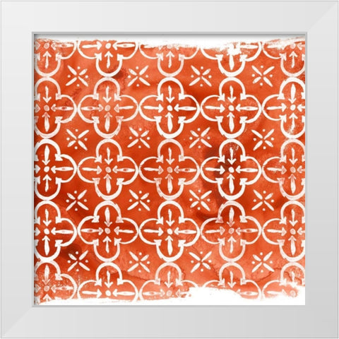Crimson Motif IV White Modern Wood Framed Art Print by Vess, June Erica