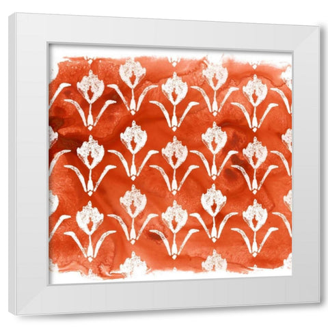 Crimson Motif V White Modern Wood Framed Art Print by Vess, June Erica
