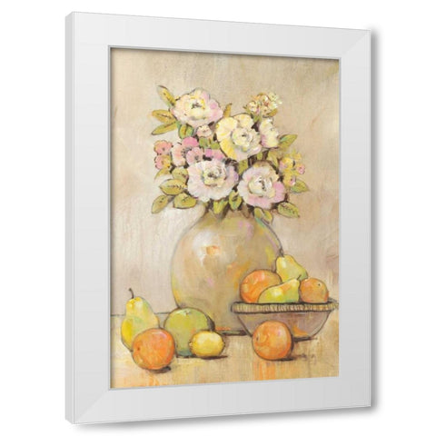 Still Life Study Flowers and Fruit II White Modern Wood Framed Art Print by OToole, Tim