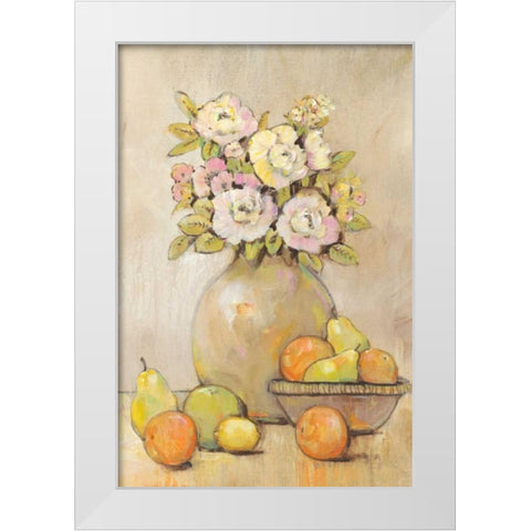 Still Life Study Flowers and Fruit II White Modern Wood Framed Art Print by OToole, Tim