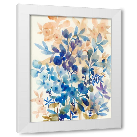 Blueberry Floral I White Modern Wood Framed Art Print by OToole, Tim