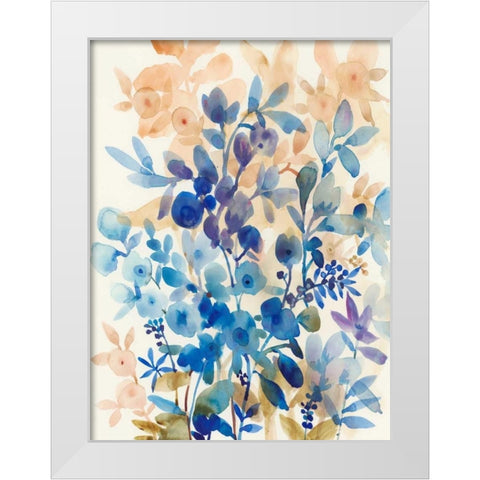 Blueberry Floral I White Modern Wood Framed Art Print by OToole, Tim