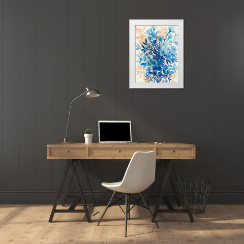 Blueberry Floral II White Modern Wood Framed Art Print by OToole, Tim