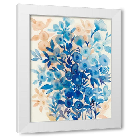Blueberry Floral II White Modern Wood Framed Art Print by OToole, Tim
