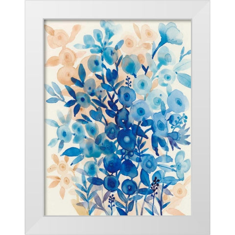 Blueberry Floral II White Modern Wood Framed Art Print by OToole, Tim
