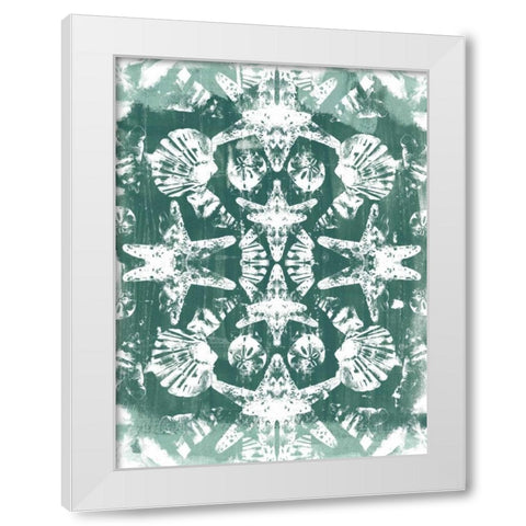 Sea Green Kaleidoscope I White Modern Wood Framed Art Print by Vess, June Erica