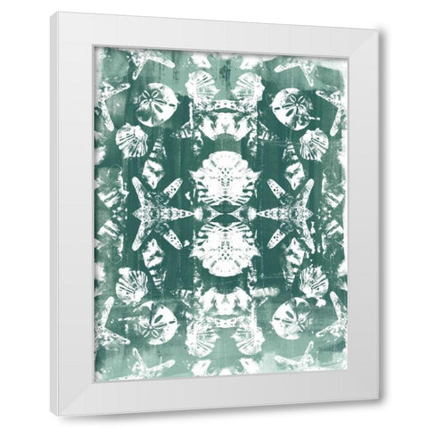 Sea Green Kaleidoscope II White Modern Wood Framed Art Print by Vess, June Erica