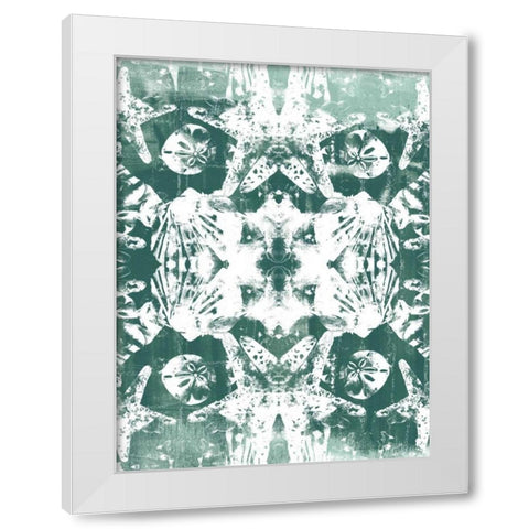 Sea Green Kaleidoscope III White Modern Wood Framed Art Print by Vess, June Erica