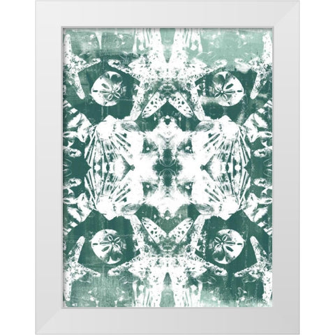 Sea Green Kaleidoscope III White Modern Wood Framed Art Print by Vess, June Erica