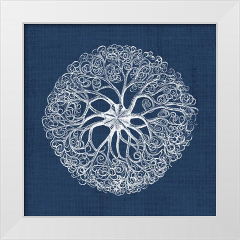 Sea Anemone on Indigo II White Modern Wood Framed Art Print by Vision Studio