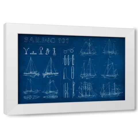 Sailing Infograph White Modern Wood Framed Art Print by Harper, Ethan