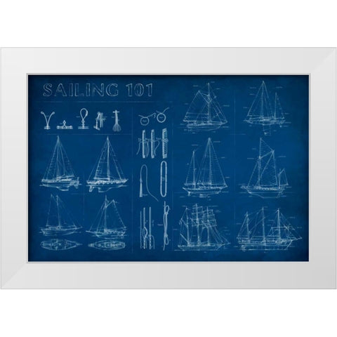 Sailing Infograph White Modern Wood Framed Art Print by Harper, Ethan
