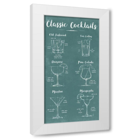 Mixology Infograph White Modern Wood Framed Art Print by Harper, Ethan