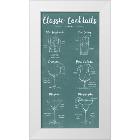 Mixology Infograph White Modern Wood Framed Art Print by Harper, Ethan