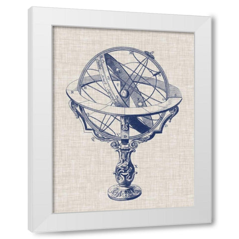 Armillary Sphere on Linen II White Modern Wood Framed Art Print by Vision Studio