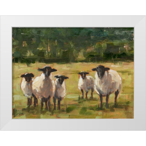 Sheep Family I White Modern Wood Framed Art Print by Harper, Ethan