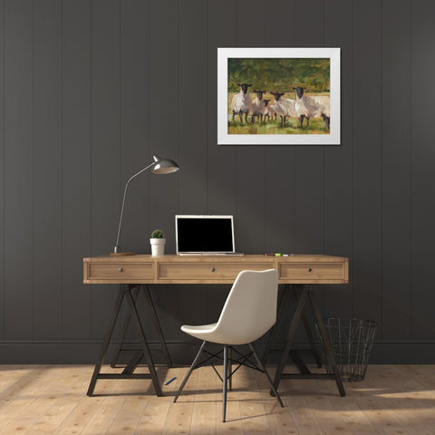 Sheep Family II White Modern Wood Framed Art Print by Harper, Ethan