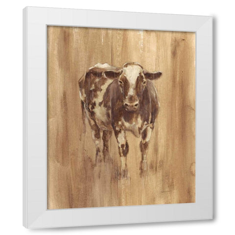 Wood Panel Cow White Modern Wood Framed Art Print by Harper, Ethan