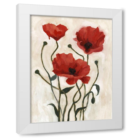 Poppy Bouquet I White Modern Wood Framed Art Print by Scarvey, Emma