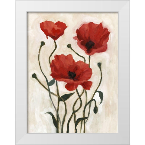 Poppy Bouquet I White Modern Wood Framed Art Print by Scarvey, Emma