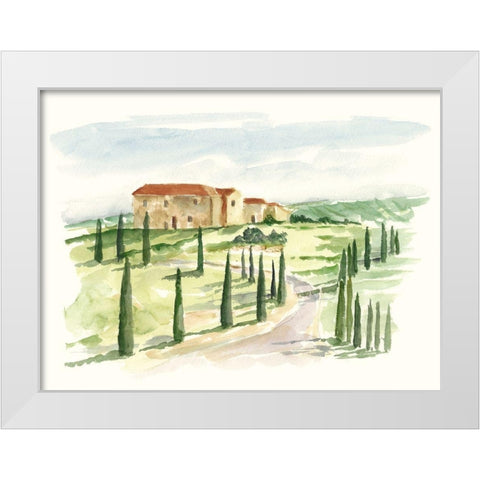 Watercolor Tuscan Villa I White Modern Wood Framed Art Print by Harper, Ethan