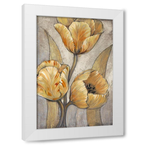 Ochre and Grey Tulips I White Modern Wood Framed Art Print by OToole, Tim