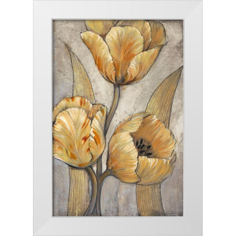Ochre and Grey Tulips I White Modern Wood Framed Art Print by OToole, Tim