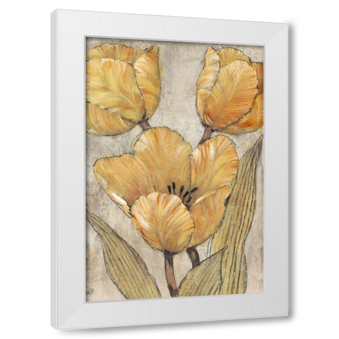 Ochre and Grey Tulips II White Modern Wood Framed Art Print by OToole, Tim