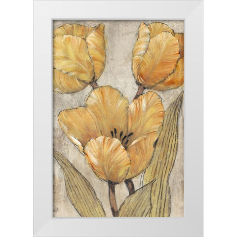 Ochre and Grey Tulips II White Modern Wood Framed Art Print by OToole, Tim